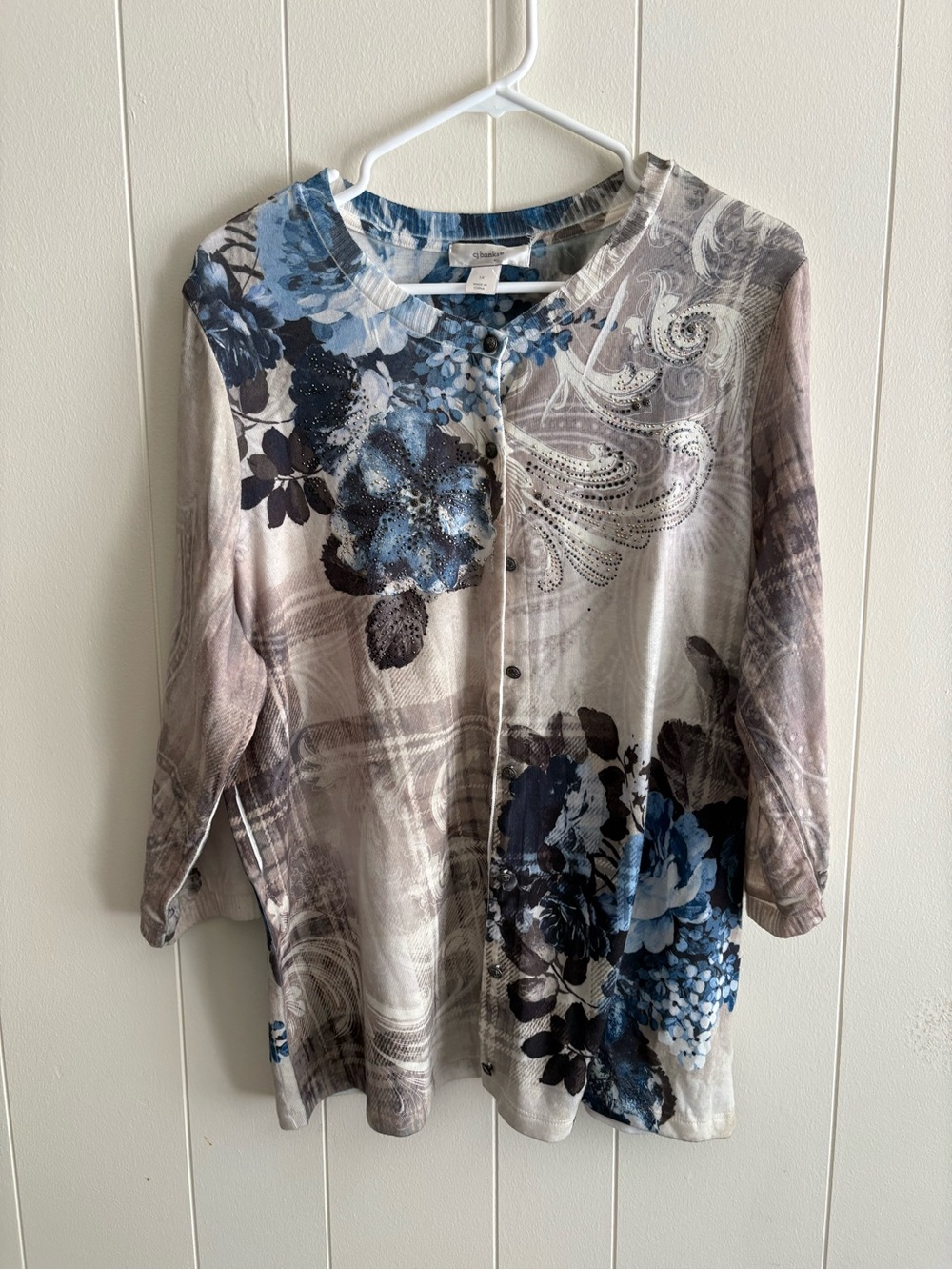 CJ Banks Blue Floral Top